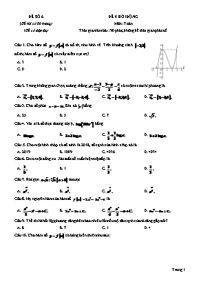 Đề thi thử Tốt nghiệp THPT môn Toán - Mã đề 06 - Năm học 2021 (Có đáp án)